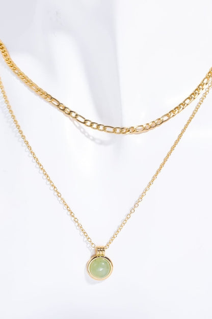 Collier Pauline - Pendentif Aventurine en plaqué or 14 carats
