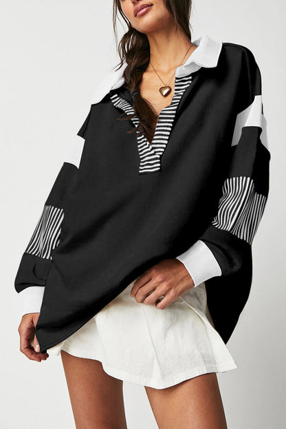 Oriane sweatshirt - Striped Colorblock Sweatshirt