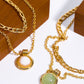 Collier Pauline - Pendentif Aventurine en plaqué or 14 carats