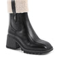 Romane Boots - Black Boots with Faux Shearling Ankle Detail
