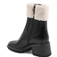Romane Boots - Black Boots with Faux Shearling Ankle Detail