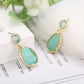 Boucles d'oreilles Aude - Gouttes de pierres de verre en plaqué or 18 carats