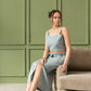 Alba Set - Linen Crop Top and Midi Skirt in Mint