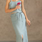 Alba Set - Linen Crop Top and Midi Skirt in Mint