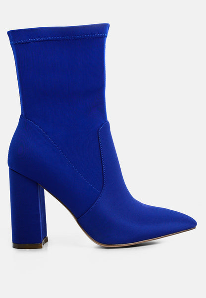 Sofia Boots - Ankle Lycra Block Heeled Boots