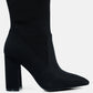 Sofia Boots - Ankle Lycra Block Heeled Boots