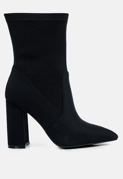 Sofia Boots - Ankle Lycra Block Heeled Boots