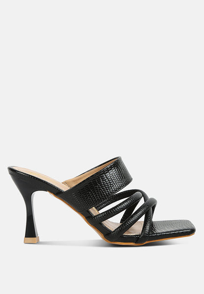 Sabine Sandals - Criss Cross Strap Spool Heel Sandals