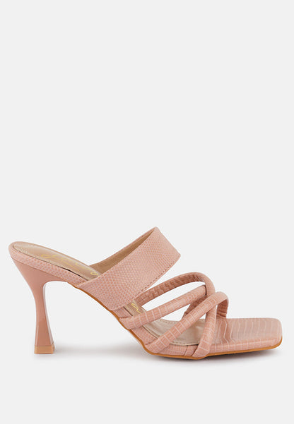 Sabine Sandals - Criss Cross Strap Spool Heel Sandals