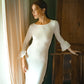 Robe Marjorie - Robe à volants en bambou blanc cassé