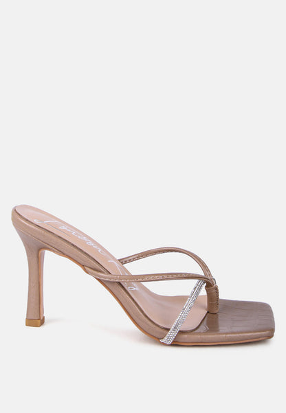 Rachel Sandals - Croc Rhinestone Strap Sandals